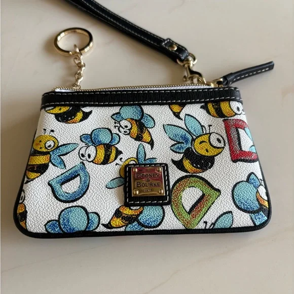 Dooney & Bourke White Bee Print Medium Tote W/Coin Purse - Picture 13 of 16